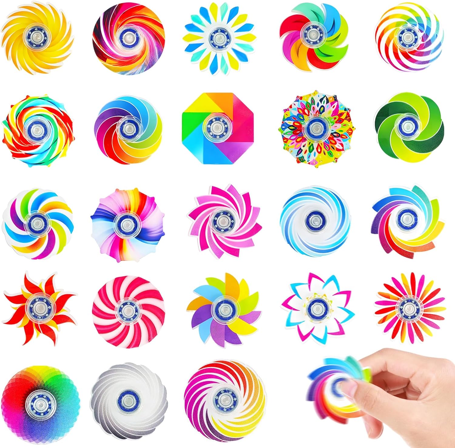 Fidget Spinner, Fidget Toys, 24 Pcs Mini Colourful Fidget Spinners for Kids, Hand Spinners Stress Relief Toys for Girls Boys, Party Bag Fillers for Kids, Sensory Toys for Classroom Rewards and Gifts