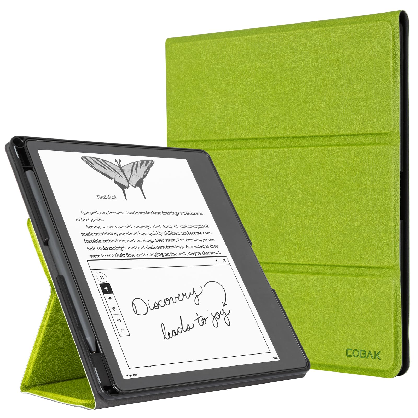 CoBak Stand Case for Kindle Scribe - Premium Folio Leather Cover with Pen Holder, Auto Sleep/Wake - Compatible with 10.2 Inch Kindle Scribe (2022/2024 Release)