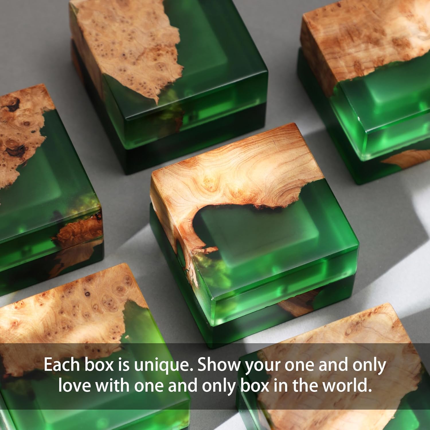 Wedding Ring Box,Sage Green Engagement Ring Box for Proposal with Single Slot Handcrafted, Made of Wood and Resin, Wedding Ceremony, Jewelry Organizer - Image 4