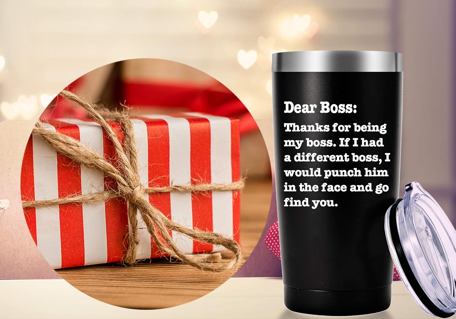 AMZUShome Thanks For Being My Boss Travel Mug Tumbler.Boss Day Gifts Office Gifts.Moving Appreciation Retirement Birthday Christmas Gifts For Men Women Boss Boss Lady From Employees(20oz Black) - Image 7