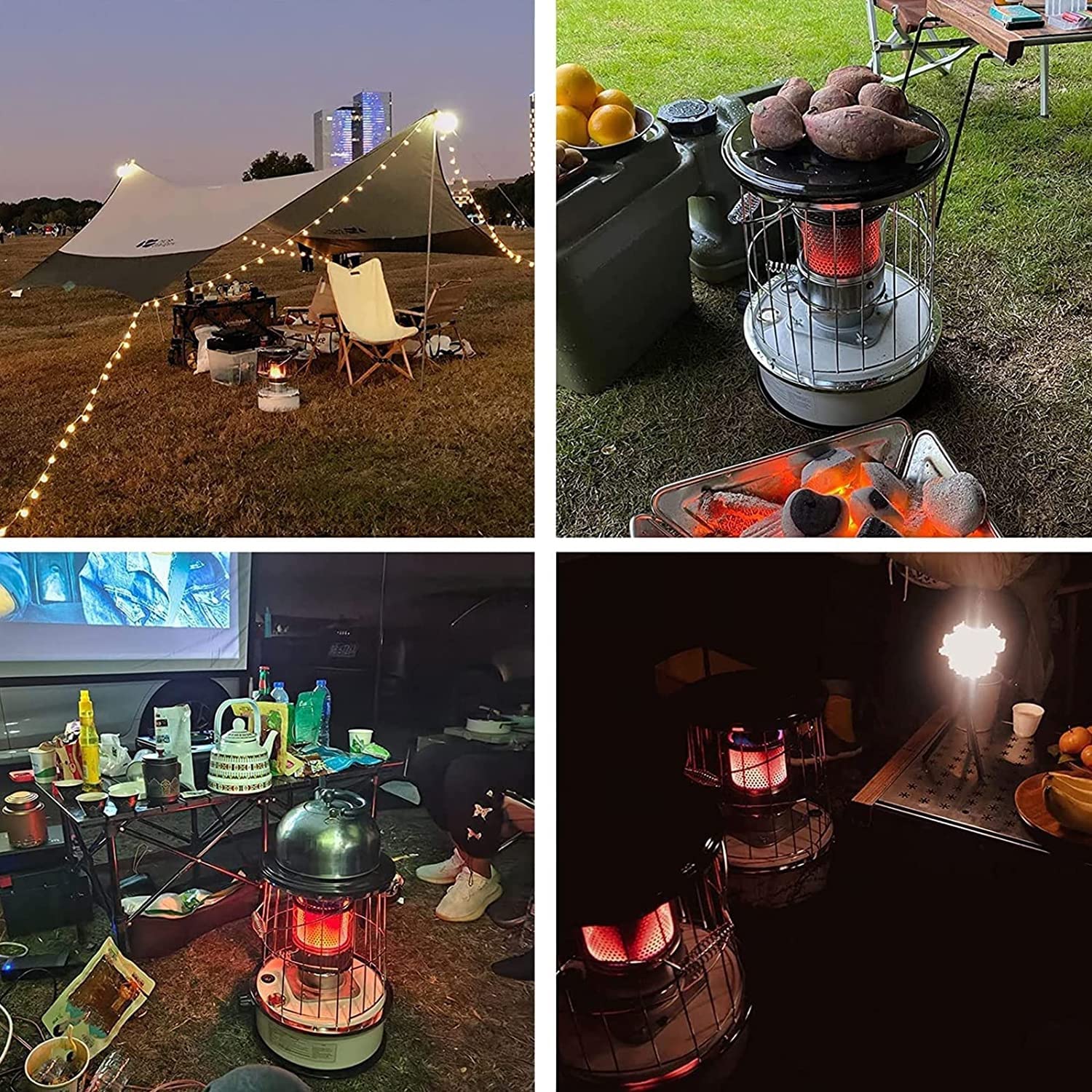 Tragbare Dochtheizung Konvektions-Notkocher für drinnen/draußen, Mobile Kerosinheizung sparsame 360°-Surround-Heizung für Terrasse, Zelt, Eisangeln, Jagd, Überlebensnotfall