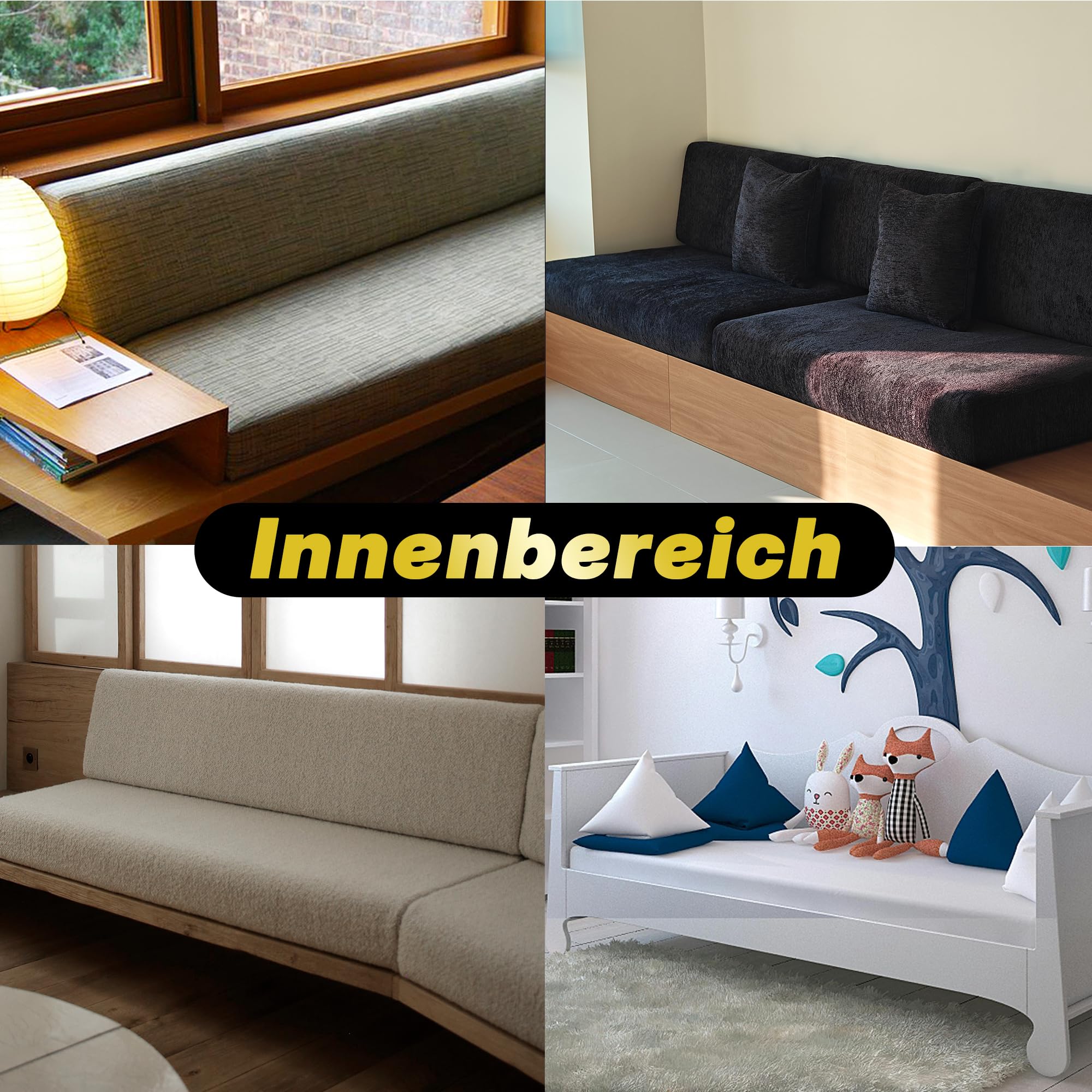 Benutzerdefinierte Bankauflage Bankkissen nach Maß mit Abnehmbarem Bezug Outdoor Kissen Polster für Gartenmöbel Terrasse rutschfeste Palettenkissen Drinnen Sitzkissen Bank Sitzpolster