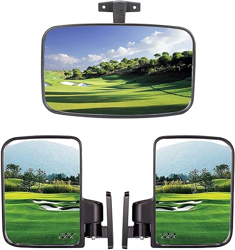 10L0L Juego de espejos para carrito de golf, espejos laterales y espejo retrovisor panorámico grande Radian extra ancho para EZGO Yamaha Club Car