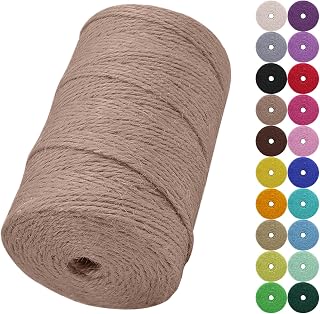 Jute Twine String, 2mm 656 Feet Natural Garden Twine for Crafts, Colored Jute Rope 3-Ply Hemp String for Gift Wrapping, Gardening, Wedding and Christmas Decorations (Brown)