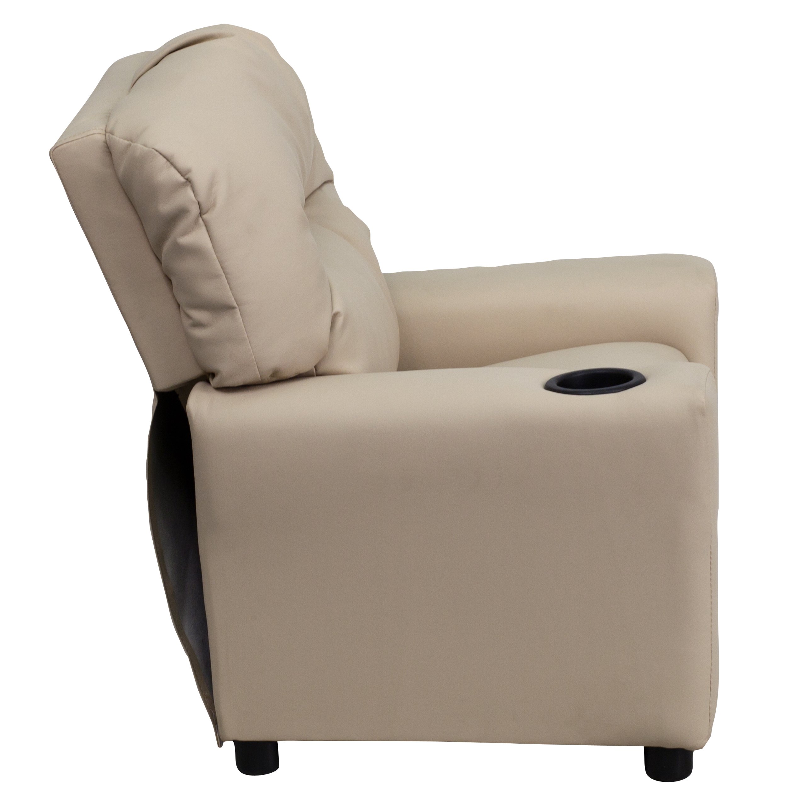 Flash Furniture Współczesny leżak dziecięcy z uchwytem na kubki, drewno, beżowy winyl, 66,04 x 53,34 x 53,34 cm