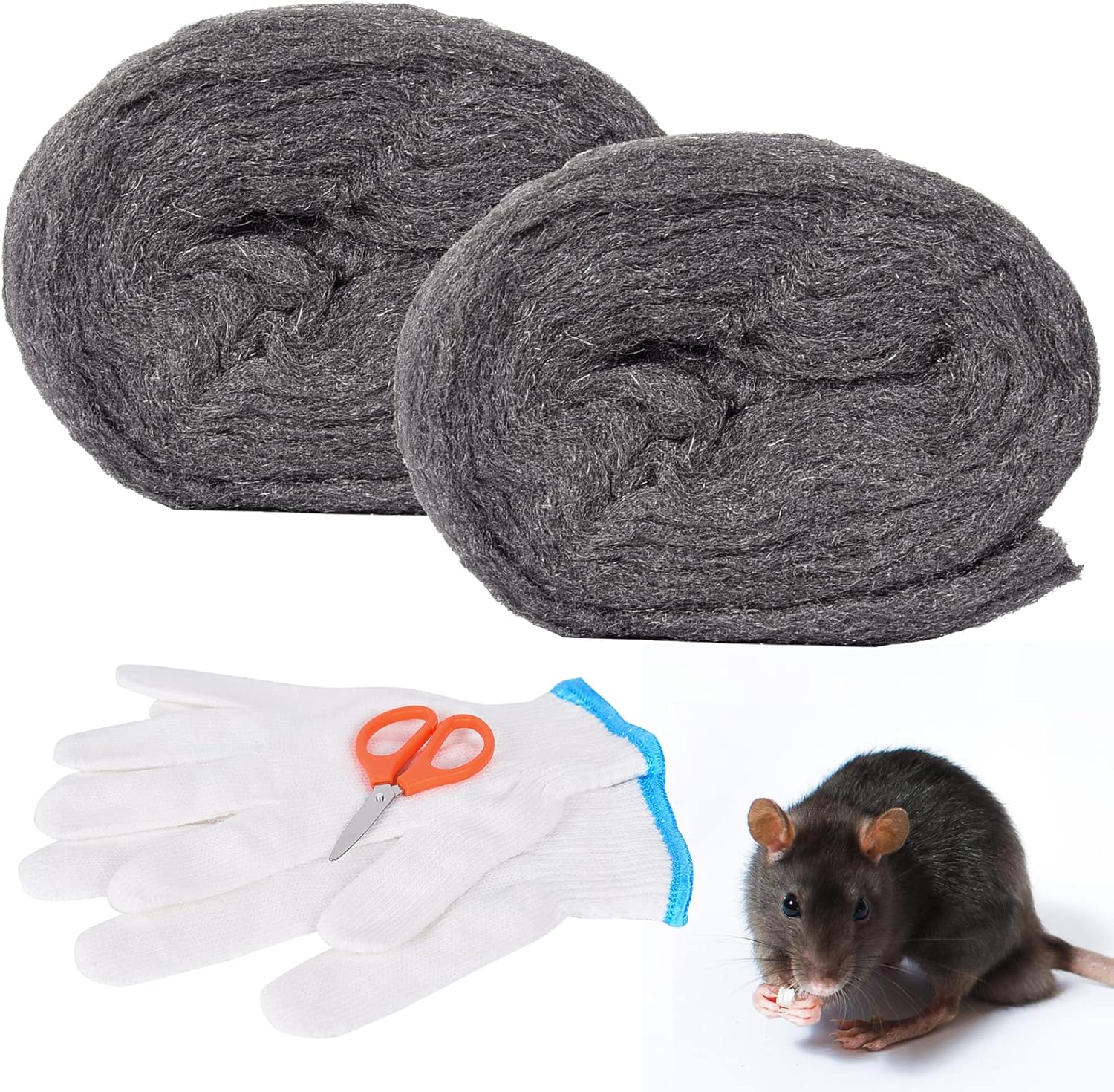 FORMIZON Stahlwolle Mausefalle, 2 Stück 3.2m Stahl Wolle Gegen Mäuse, Fein Gegen Nagetiere Steel