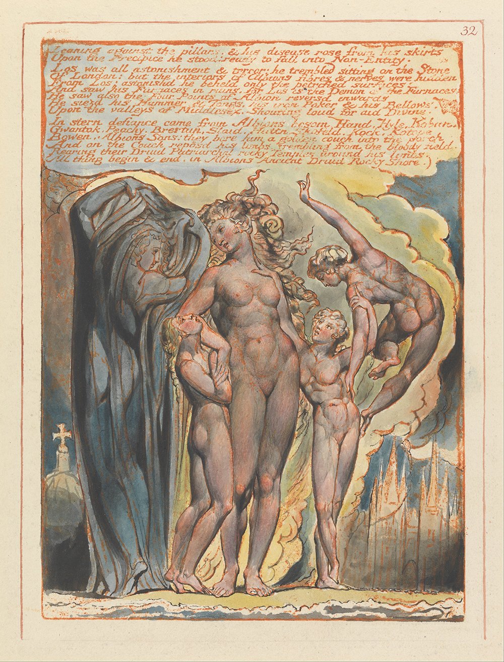 Lámina Jerusalem Plate 32 de William Blake pequeña con marco negro