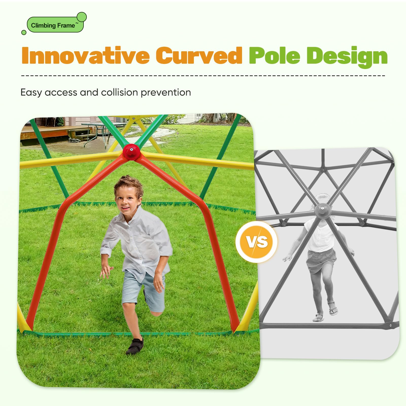 Zupapa 10FT Climbing Dome, Outdoor 10FT Geometric Dome Climber for Kids 3-10 Supporting 1000 lbs, Easy Assembly Playground Jungle Gym Backyard Play Equipment