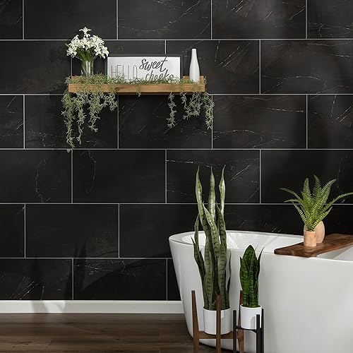 Miniatura 2 de Palisade - 25.6 x 14.8 pulgadas. Azulejos de vinilo entrelazados impermeables para pared, cocina o baño, ráfaga de viento (8 unidades)