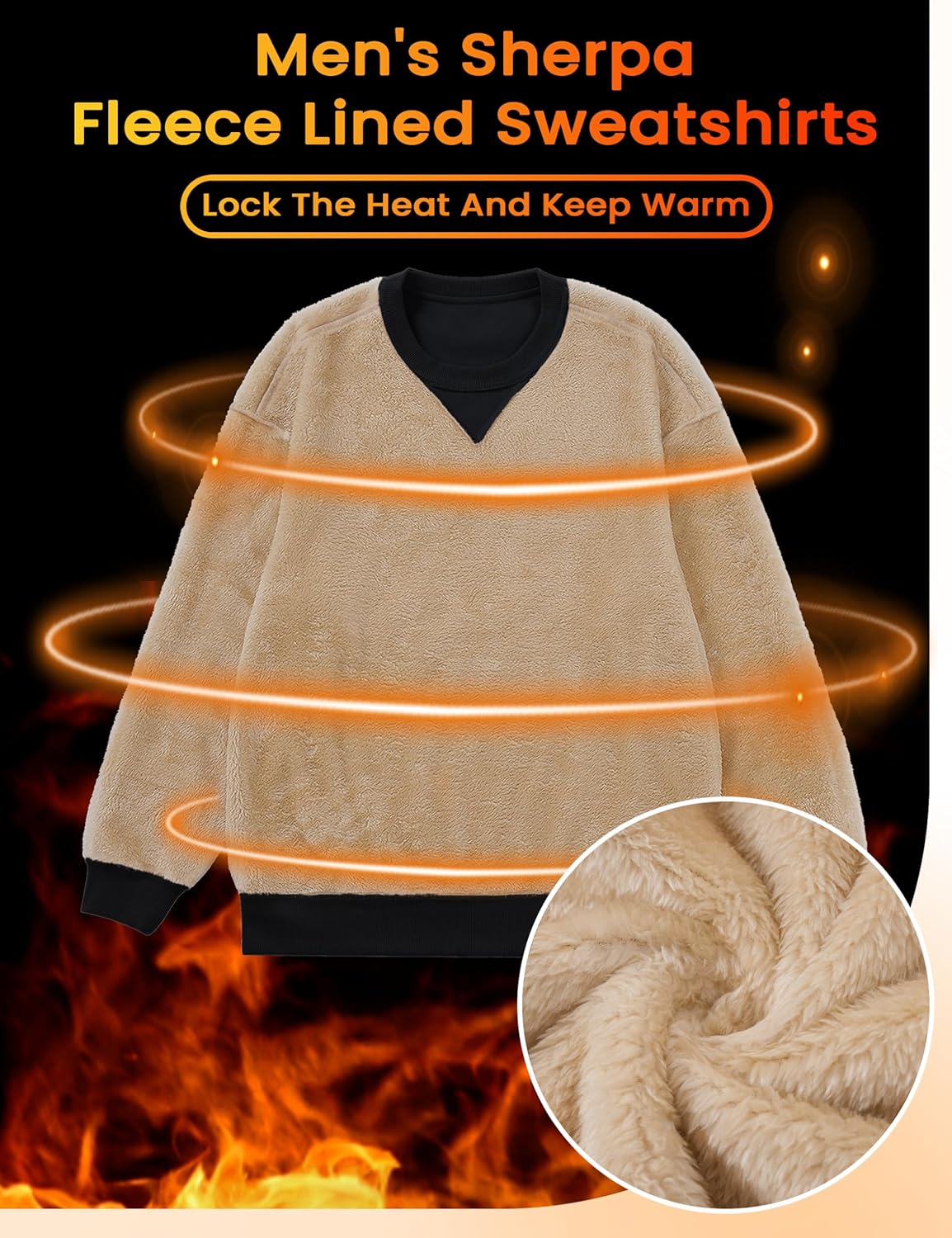 MAGCOMSEN Men's Sweatshirt Crewneck Thermal Sherpa Lined Sweatshirts Warm Winter Casual Tops - Image 4