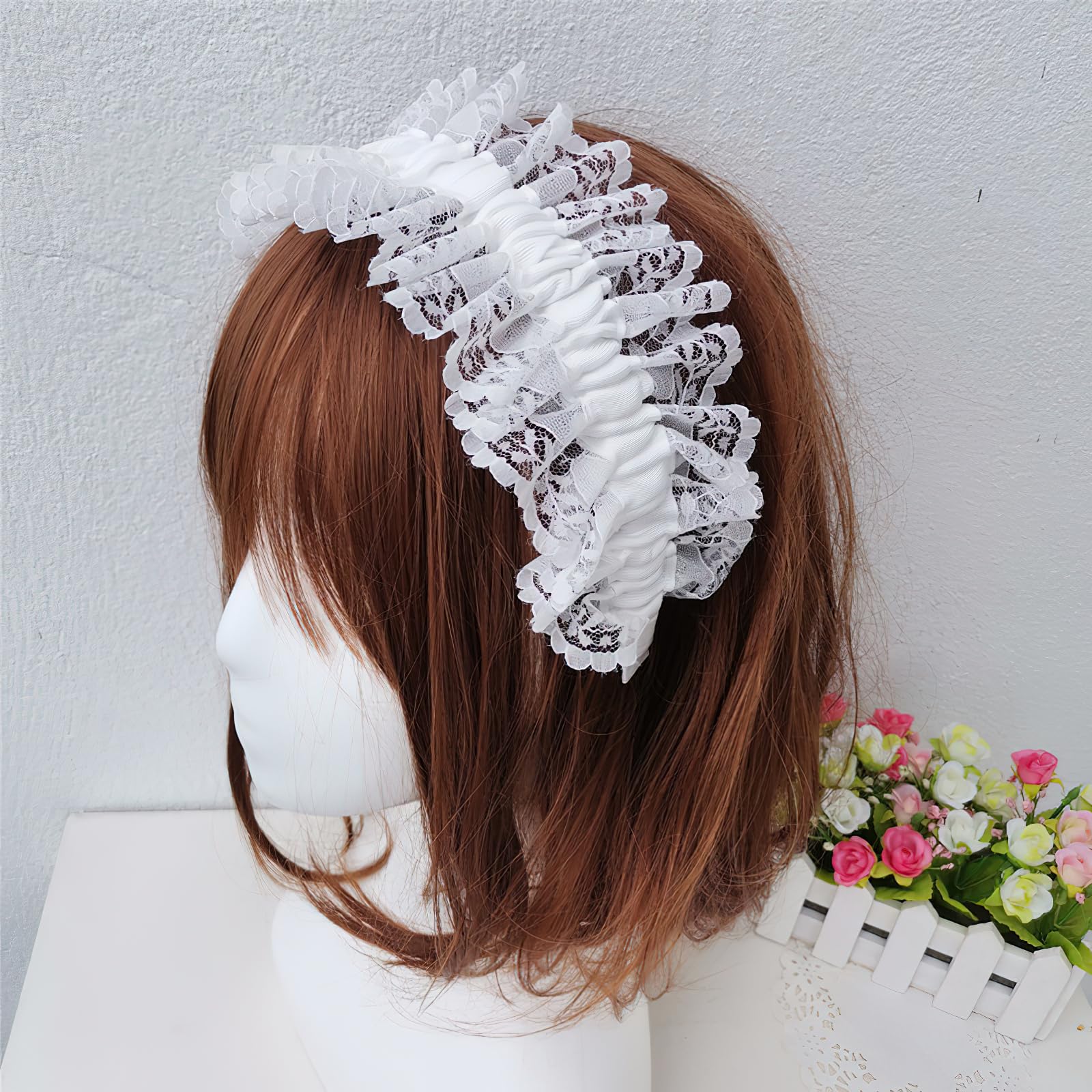 AUOCATTAIL Lace Hairband White Hairband Hair Accessories Sweet Gothic Headdress For woman Hair Hoop