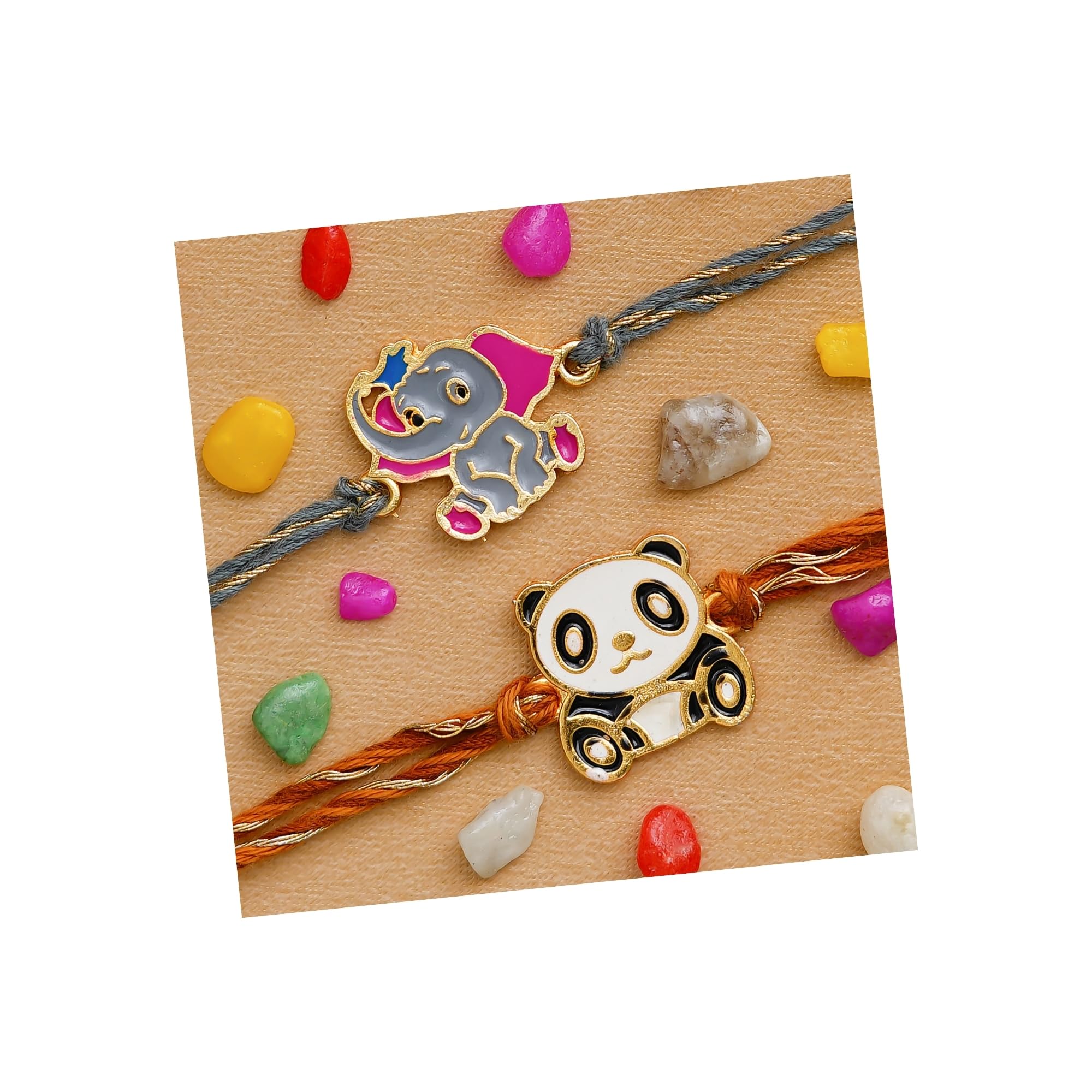 eCraftIndia Multicolor Set of 2 Panda and Elephant Kids Rakhis with Roli Chawal Pack - Rakhis for Brothers (B0B5PC86GP) Amazon Price History, Amazon Price Tracker