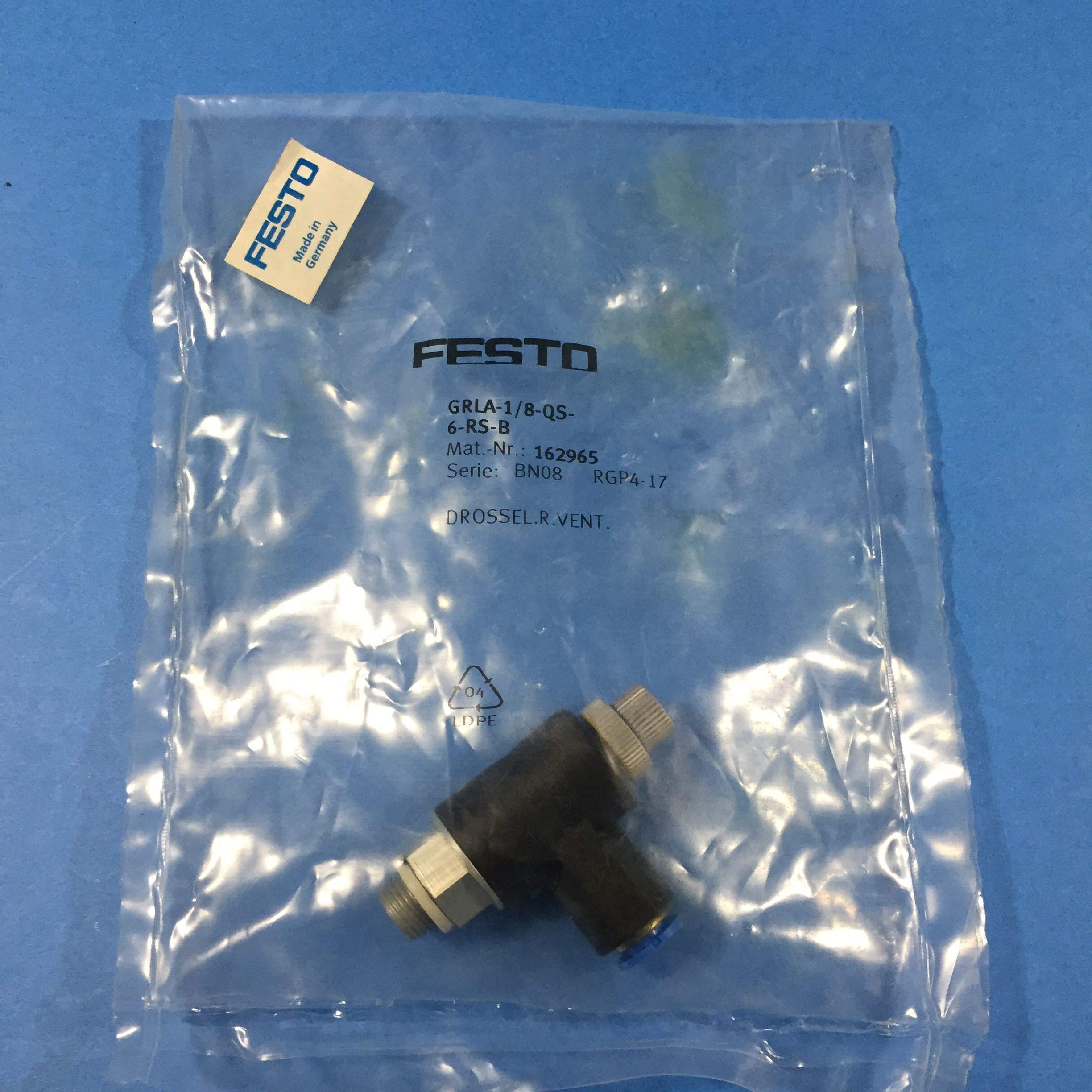 order Q4♡ Festo 162965 1-Way Flow Control Valve, GRLA-1/8-QS-6-RS-B