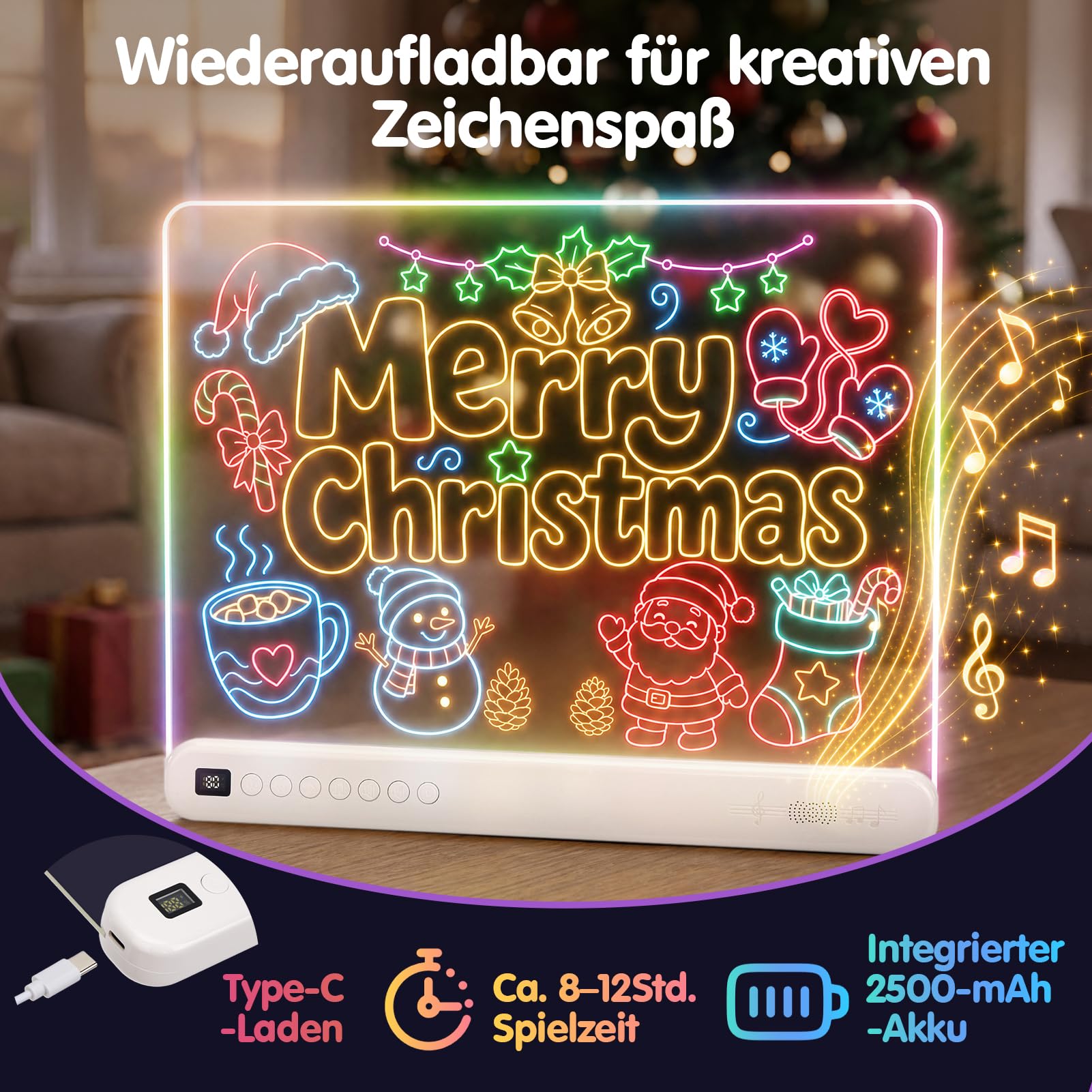 Hahaland LED Zeichenbrett Kinder 16 Zoll, Maltafel für Mädchen 3-12 Jahre