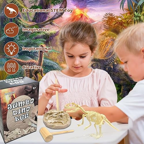 Miniatura 4 de Kit de excavación de huevos de dinosaurio - Kits de excavación de huevos fósiles de dinosaurio, esqueleto de dinosaurio para niños, juguete