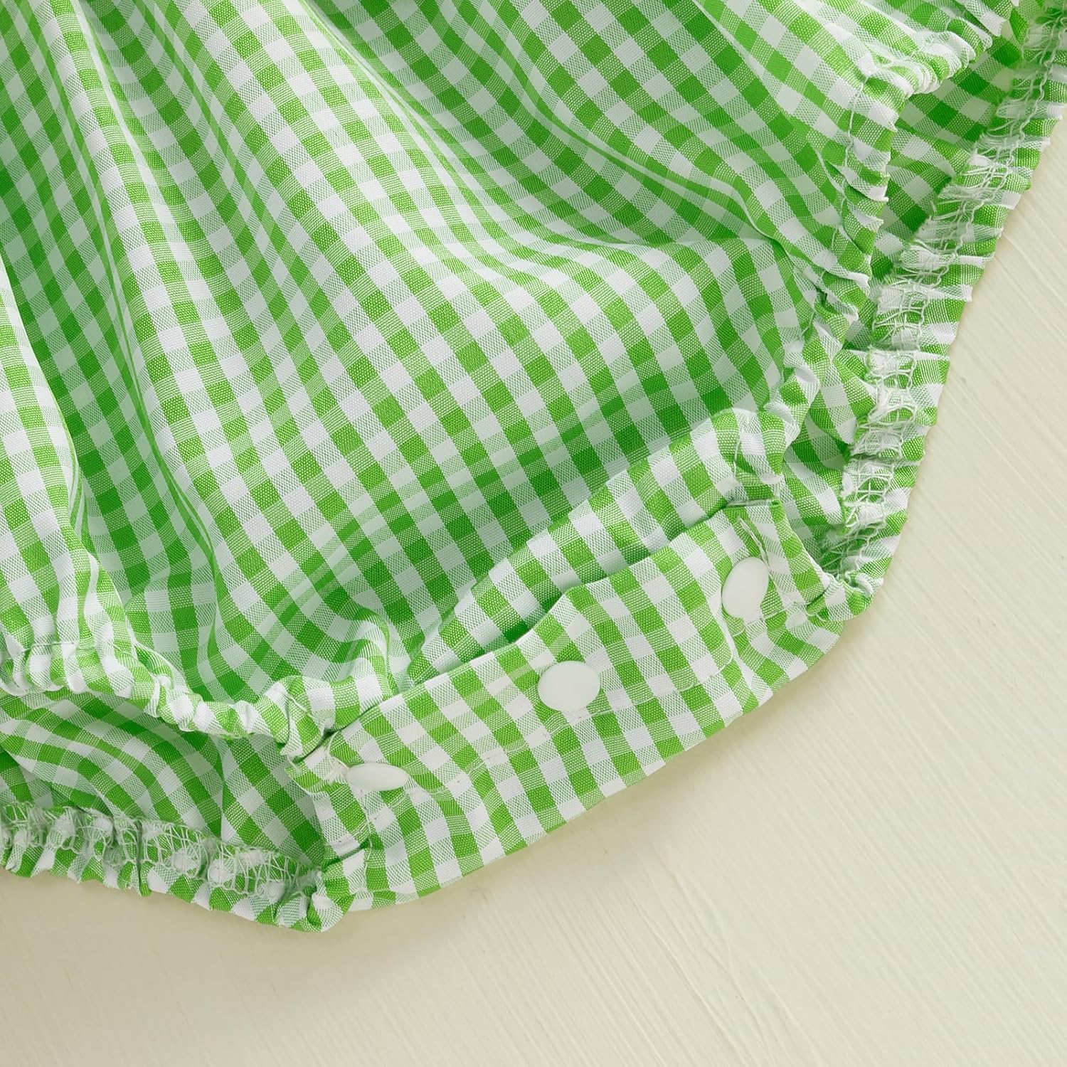 St Patricks Day Baby Girl Outfit Newborn Smocked Bubble Romper Clover Embroidery Plaid Bodysuit Cute Summer Clothes - Image 6