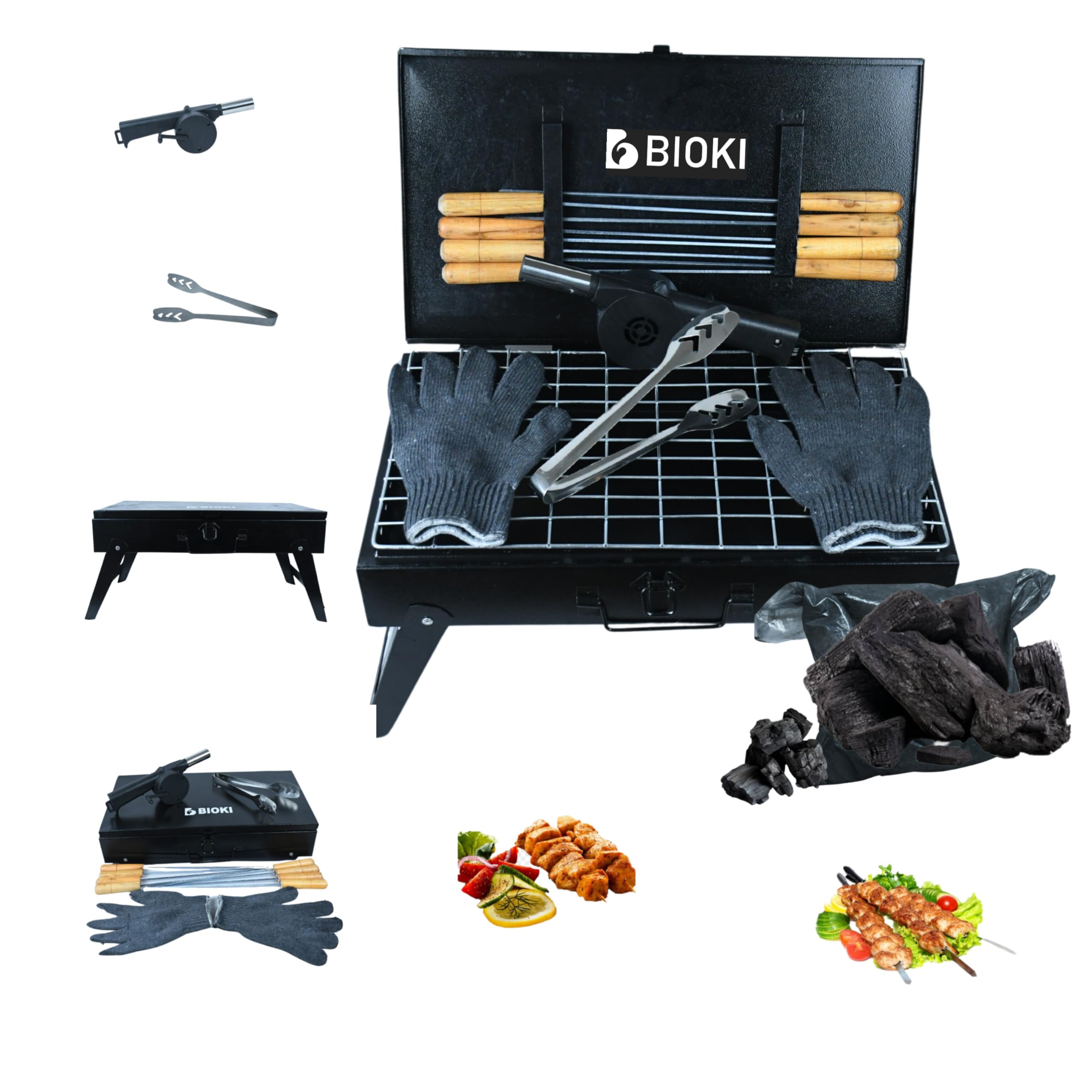 Ultimate Barbecue grill for Home | All-in-One Barbeque Grill Set & Tandoori Grill for Home - Complete Set for Perfect BBQ with Charcoal Tongs Gloves Air Blower for Perfect Outdoor cooking