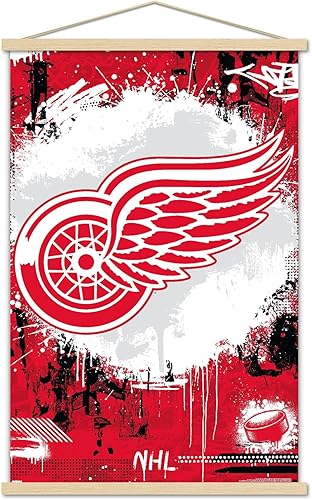 Trends International NHL Detroit Red Wings - Póster de pared con logotipo Maximalist 23 con marco magnético