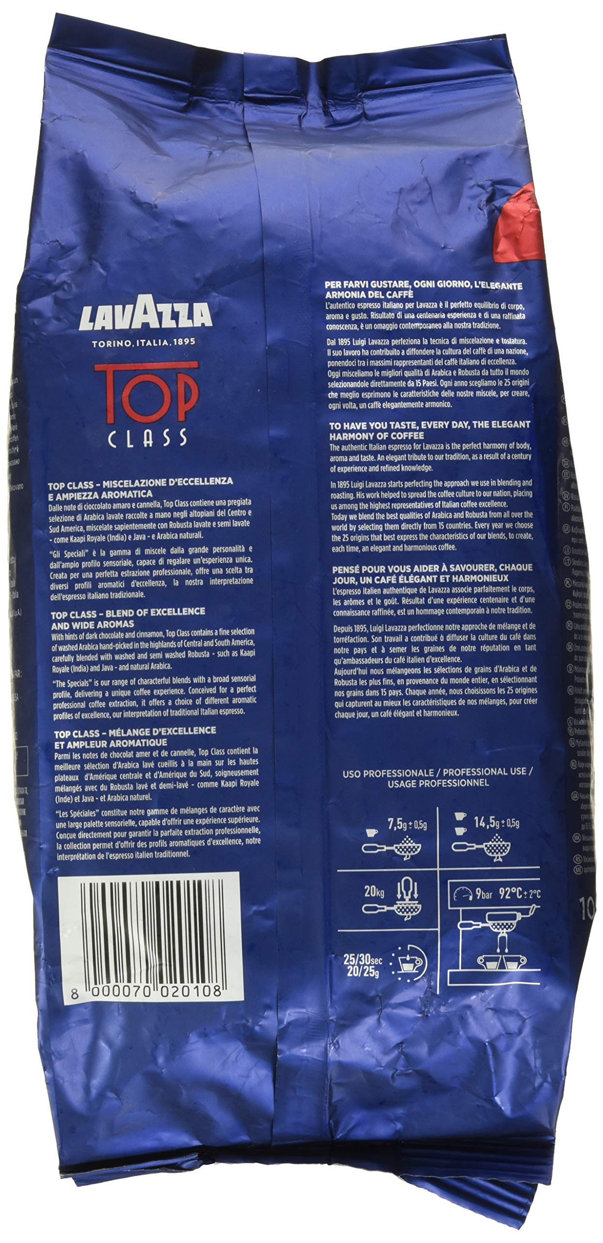 3 x Lavazza kawa Espresso Top Class Gran Gusto, całe ziarno, 1000 g