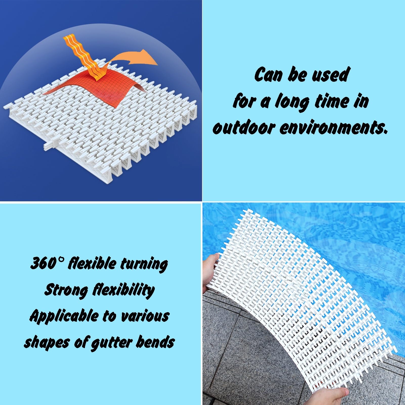 Griglia di drenaggio per Piscina, griglia Stradale, Giunzione a Foro Singolo, per vialetti, patii e terrazze (20 cm/10 Pezzi)