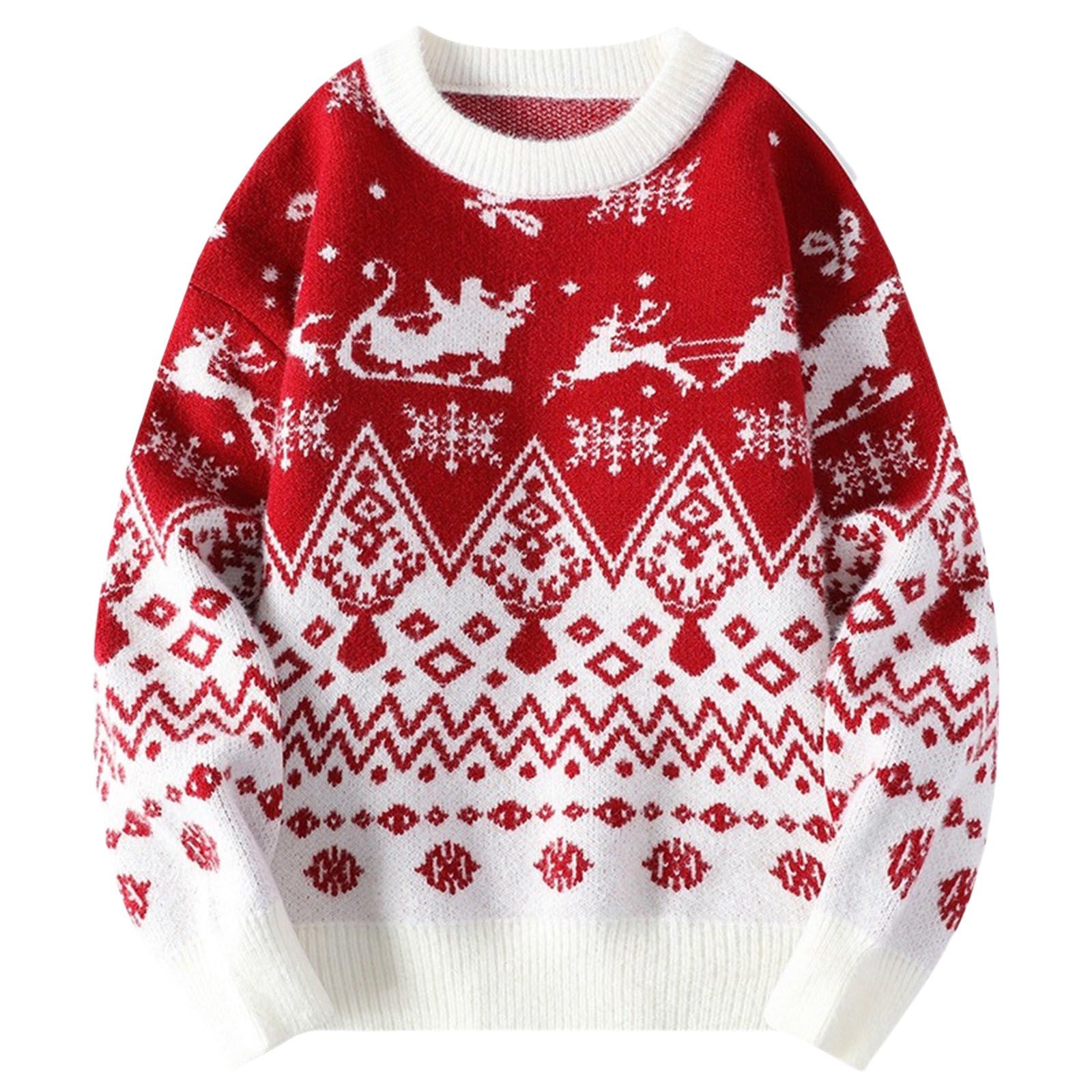 Genérico Jerseys Navidad Hombre, Suéter De Navidad Hombre Cuello Redondo Invierno Jersey Manga Larga Elegante Retro Sweater De Navidad Casual Christmas para Navidad Fiesta