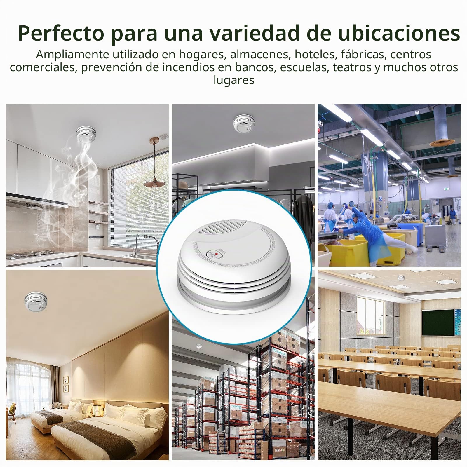 WiFi Detector de Humo, Sensor de Alarma contra Incendios inalámbrico, Sirena de Alarma contra Incendios inalámbrico Smart Life/Tuya con batería de 9V, Certificado EN 14604 (5 Piezas)