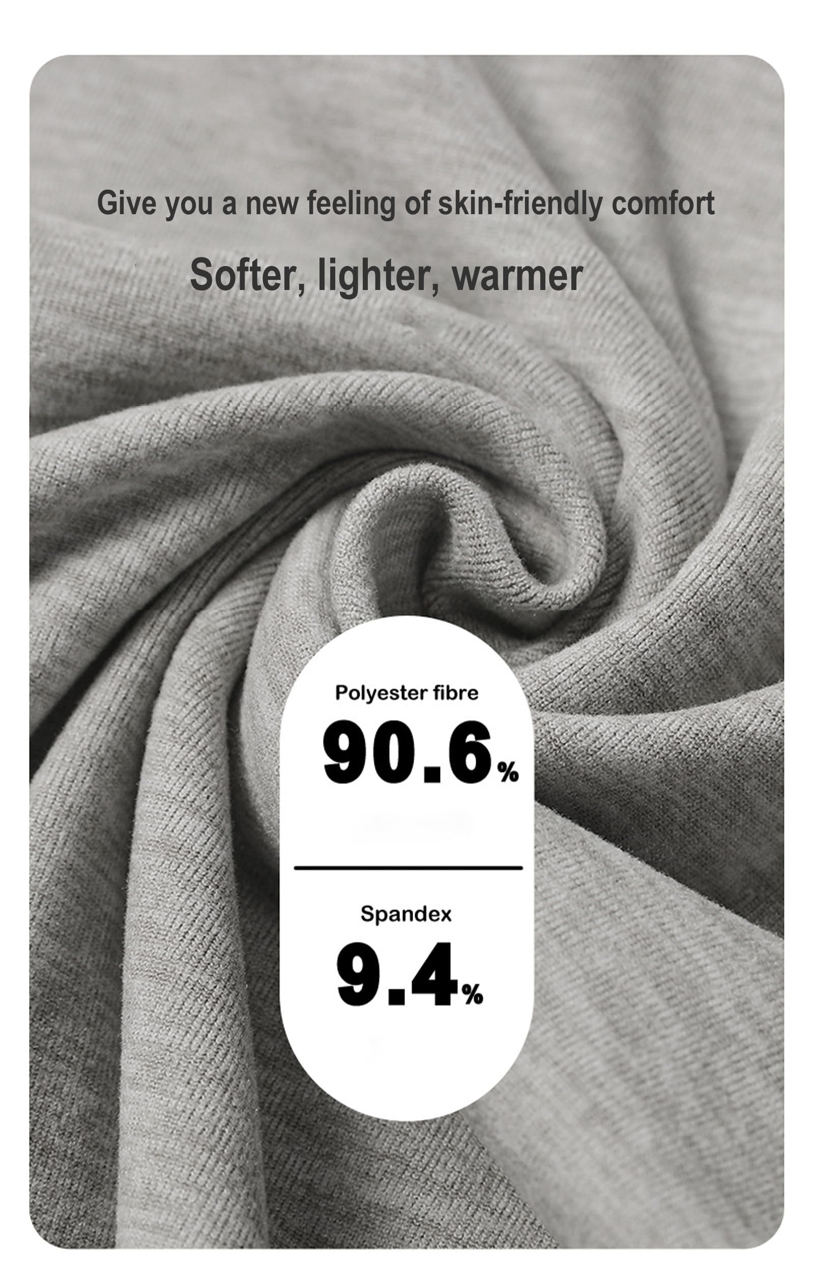 Ensemble Thermique 2 pièces pour Hommes Long Johns sous-vêtements Chauffants pour Temps Froid avec des Patchs Chauds