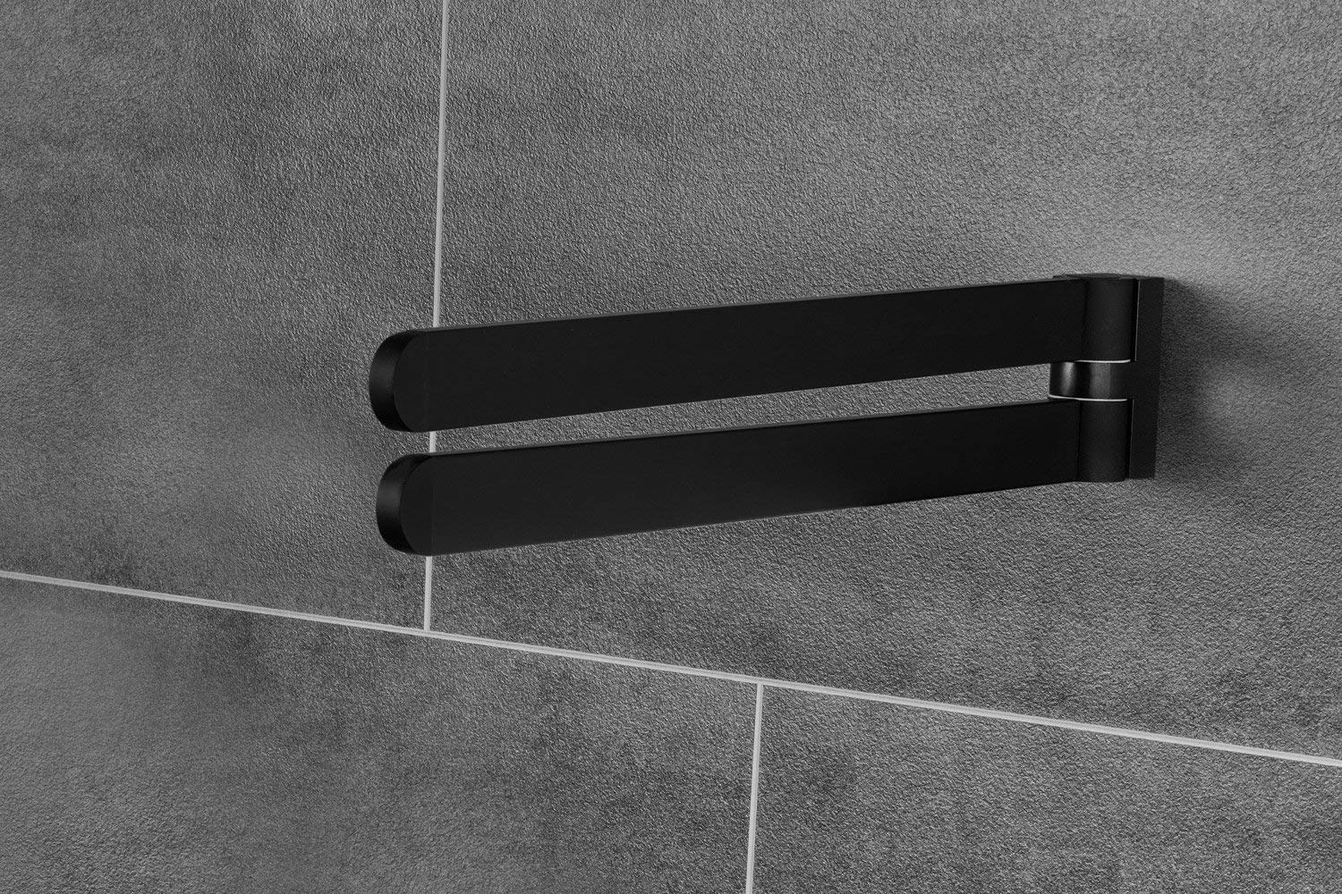 Gedotec Doppel-Handtuchhalter ręcznik kąpielowy pręt obrotowy - ocean | uchwyt na ręcznik kąpielowy 2 ramiona | metal czarny matowy | uchwyt do ręki - Aufhänger montaż na ścianie | długość 400 mm | 1 sztuka - vintage podręczny