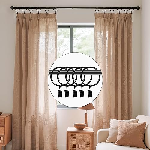 Miniatura 3 de Paquete de 28 ganchos para cortina de ducha, clips de metal, anillos de cortina con clips, anillos de cortina negros, clips para barra de cortina