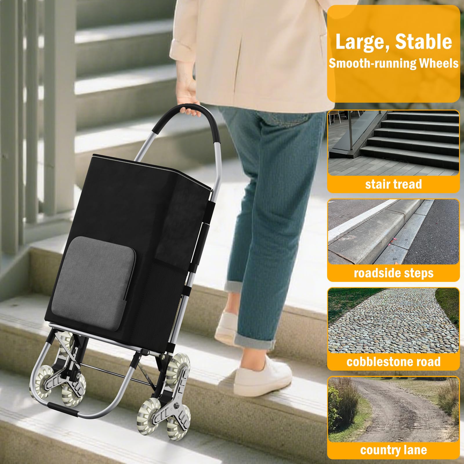Produktbild von DROMEZ Einkaufstrolley Treppensteiger, 50L Einkaufswagen Trolley
