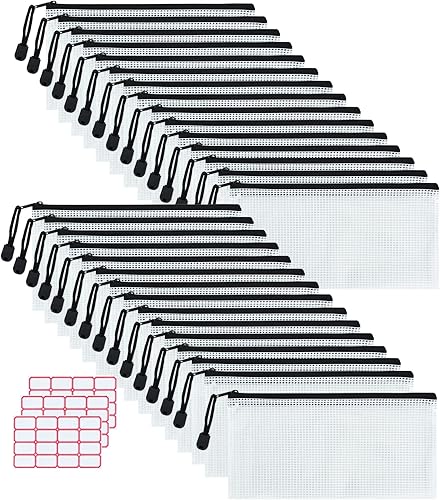 Vuzvuv 30 bolsas de malla con cremallera de 9.1 x 4.5 pulgadas, bolsa con cremallera a granel, bolsa de malla para archivos, maquillaje, juegos de
