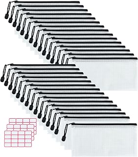 Vuzvuv 30pcs 9.1"x 4.5" Mesh Zipper Pouch Zipper Bags, Zipper Case Pouch Bulk, Mesh Bag for File, Makeup, Board Game Office Home Travel Storage