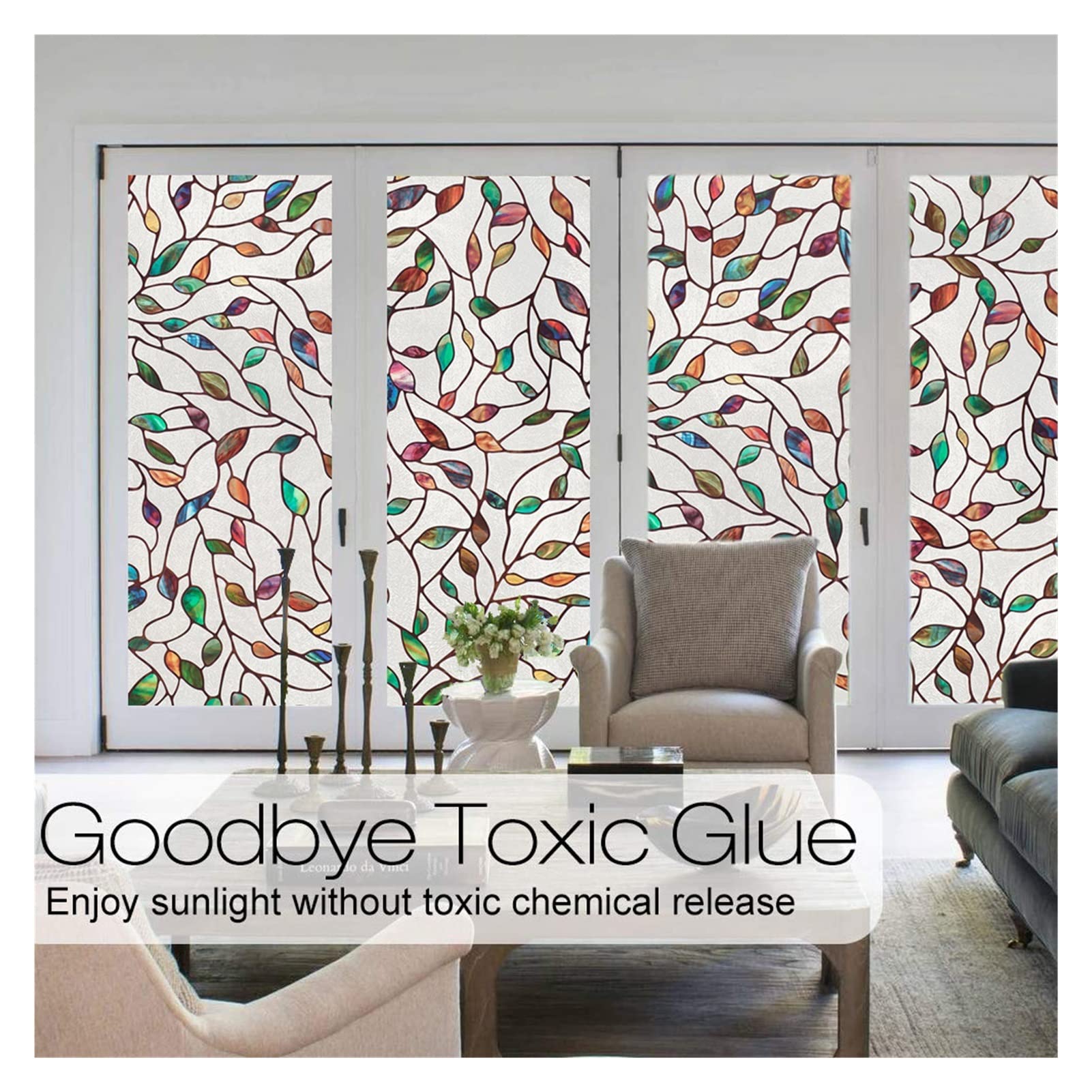 Película de vinilo for vidrieras de hojas 3D | Múltiples tamaños, hoja 3D, for puerta de vidrio de ventana del hogar: , bloqueo, luz natural(75x100 Cm)