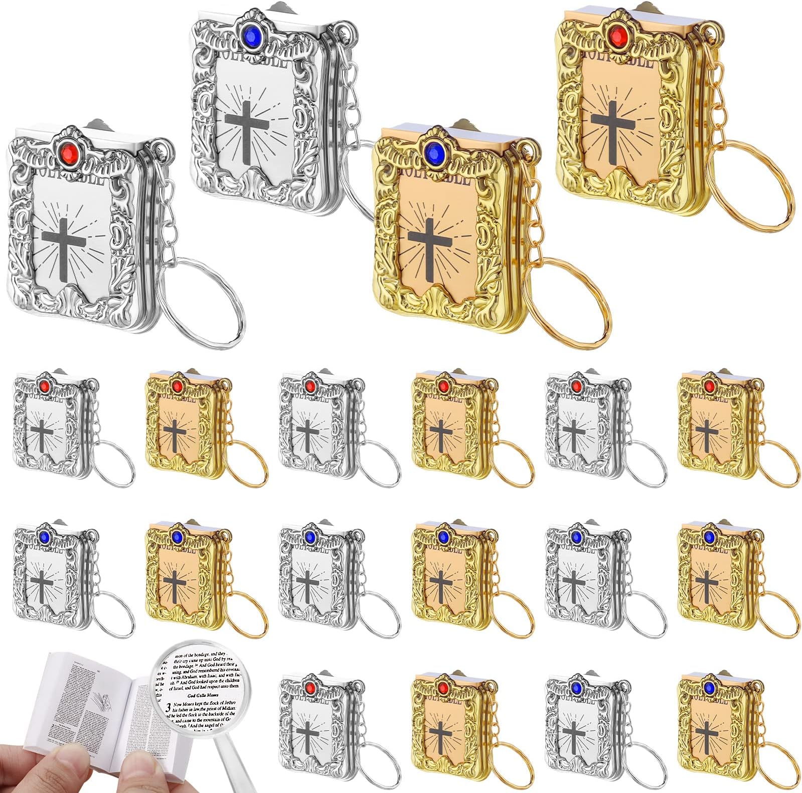 Mini Bible Keychain Small Holy Bible Key Ring Religious Jesus Keychain Souvenir Christian Present