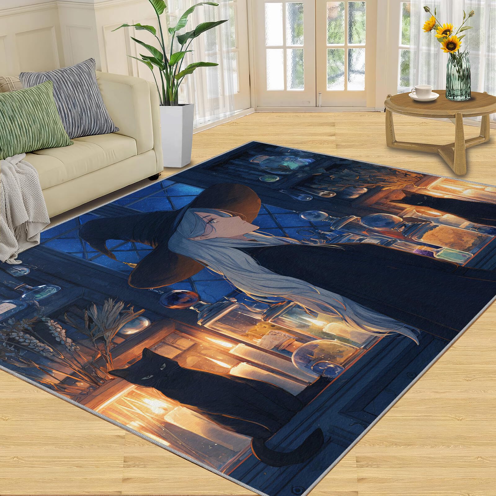 Tapis Halloween Night Sky Magic antidérapant pour créer une ambiance mystique au salon