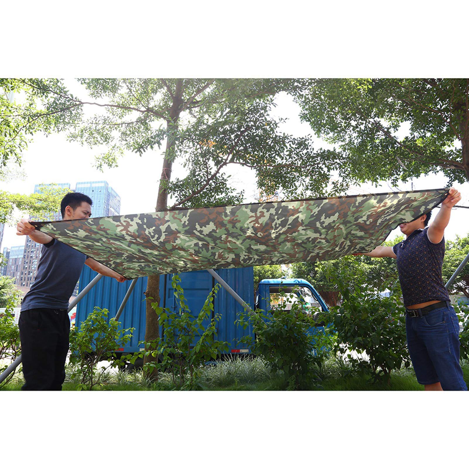 tarp mit boden Nikou Campingplane, Zeltplane Camouflage wasserdichte Camping Shelter Tent Bewegliche Leichte Regenschutz Matte Kompakte Bodenplane Tragetasche für Outdoor Picknick Camping (3 * 2.9M) Fashion Messer Jack Wolfskin Beautiful South 颜色:Red