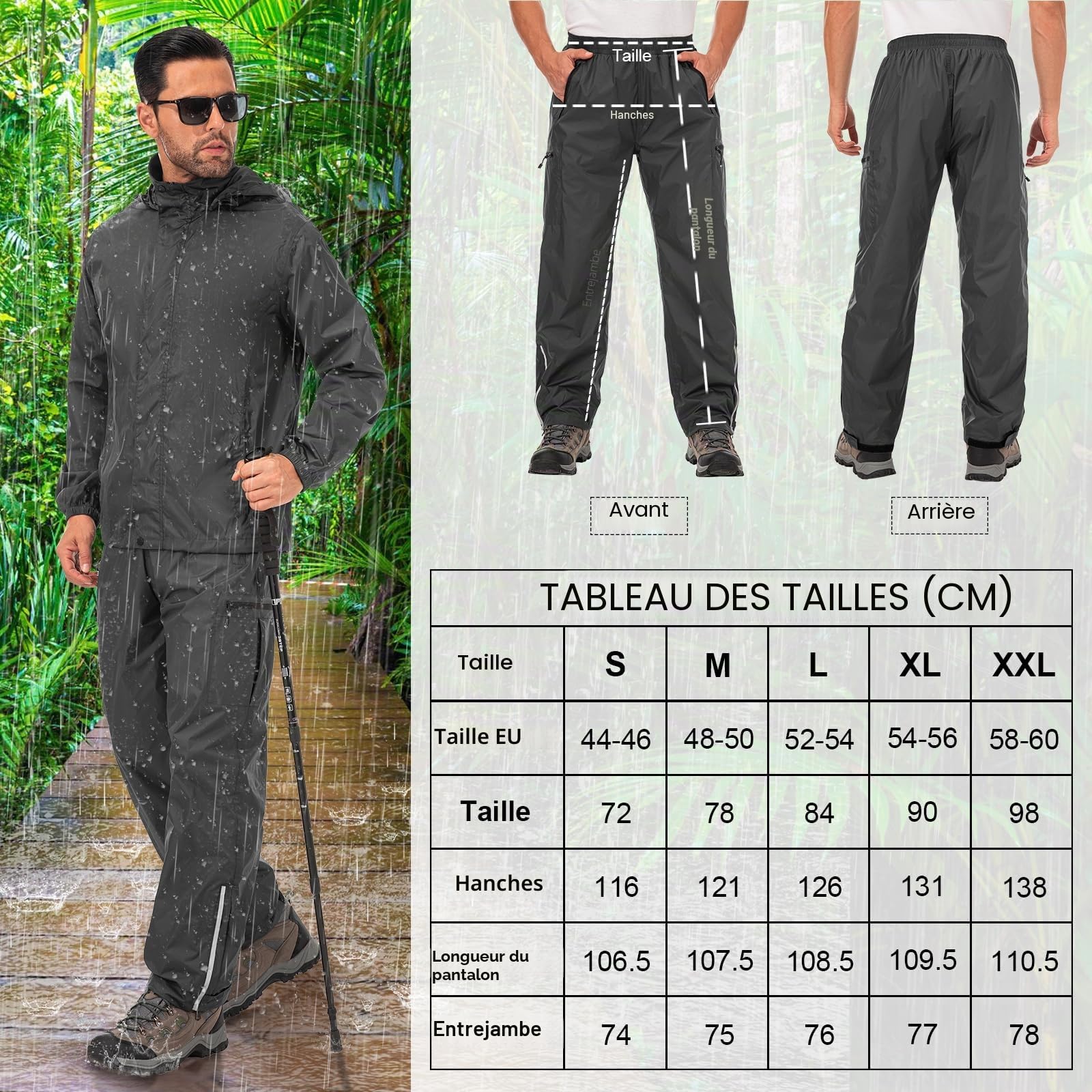 Pantalon Pluie Homme Imperméable Imperméable et Coupe-Vent Pantalon pour La Pêche, Le Golf, La Moto, Le Cyclisme