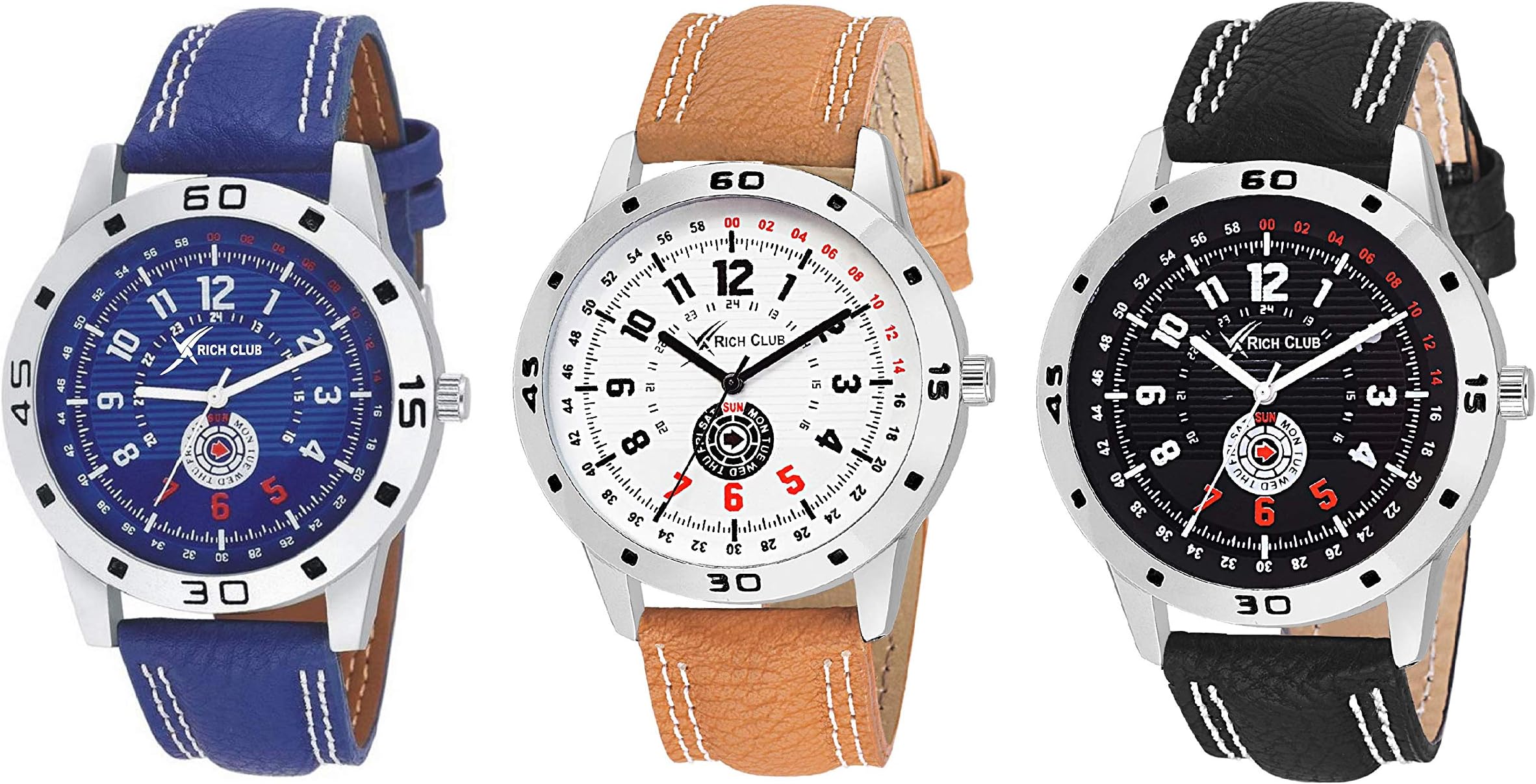 Rich Club Combo of 3 Professional Analog Watch Combo for Men and Boys