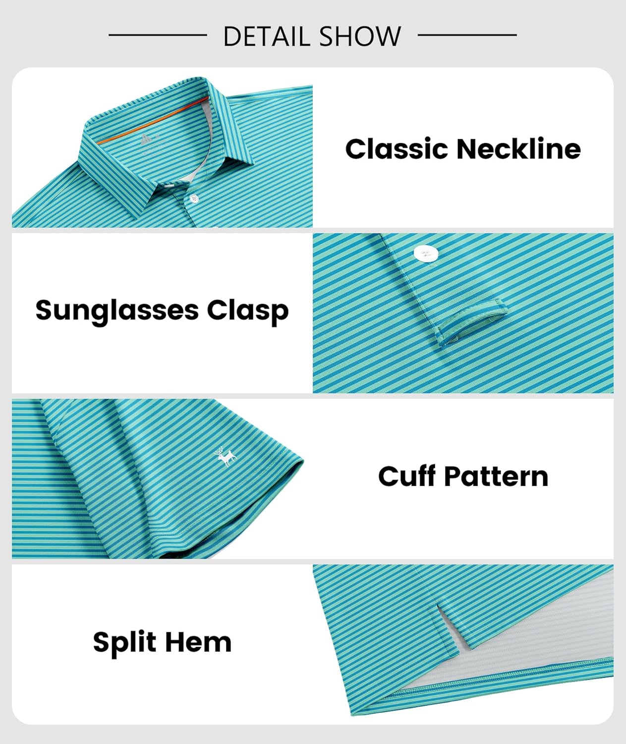 ZITY Men Golf Polo Shirts Short Sleeve Striped UPF 50+ Moisture Wicking Casual Collared Print T-Shirt for Men - Image 4