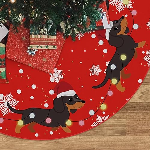 Falda de árbol de Navidad, falda roja para árbol de invierno, falda de árbol de invierno de 48 pulgadas para perro, decoración de interiores y
