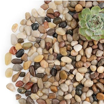 NUPICK 3lb River Rocks for Plants Indoor, 1/5 Inch Mixed Pebbles for Vase Fillers, Decorative Pea Gravel for Fish Tank, Natural Polished Stones for Succulent, Bonsai, Landscaping, Bird Baths