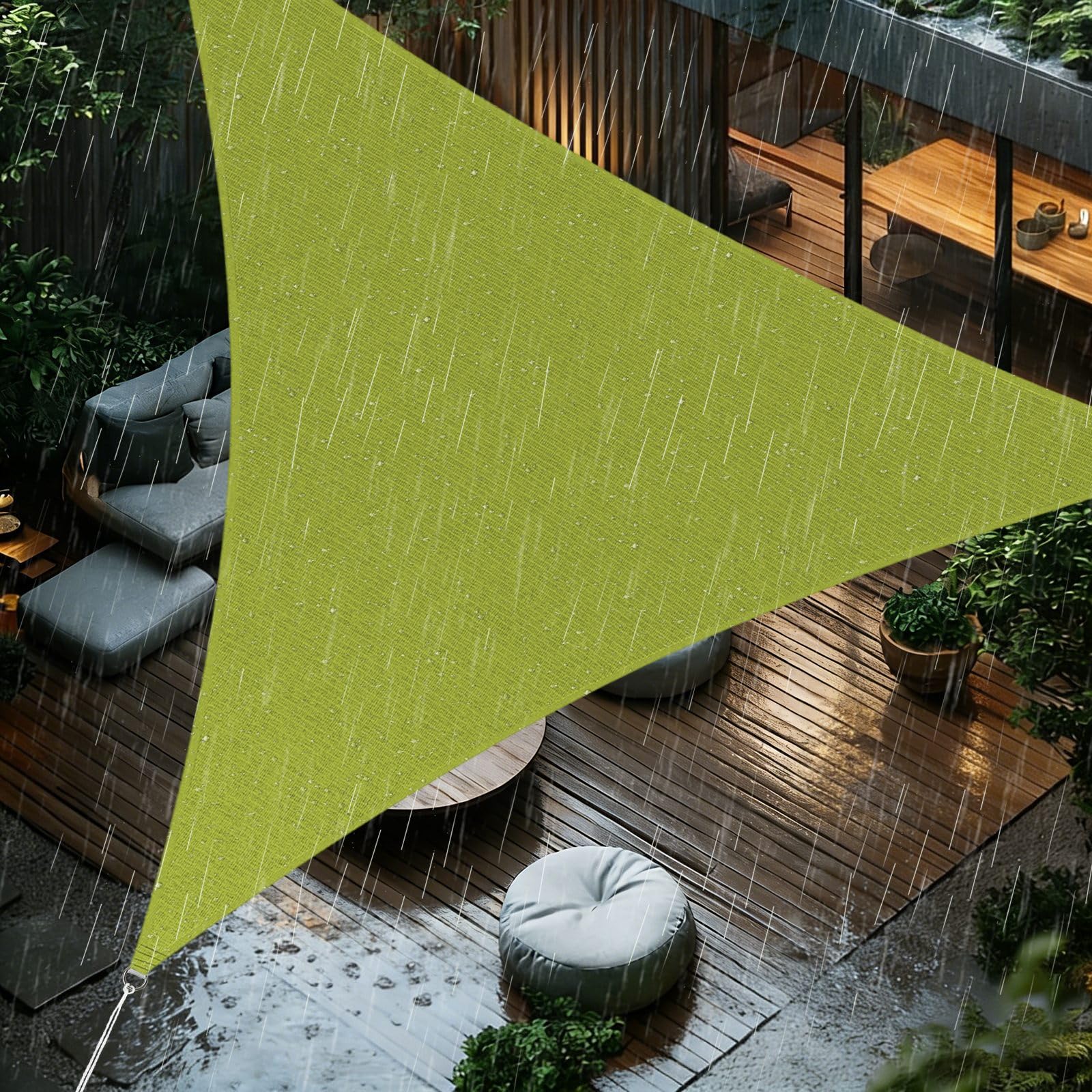 Sun Shade Sail 3x3x3m Triangle Waterproof PES Polyester 98% UV Block Sunscreen Awning Canopy for Outdoor Garden Patio Yard Lawn Party, Lime Green
