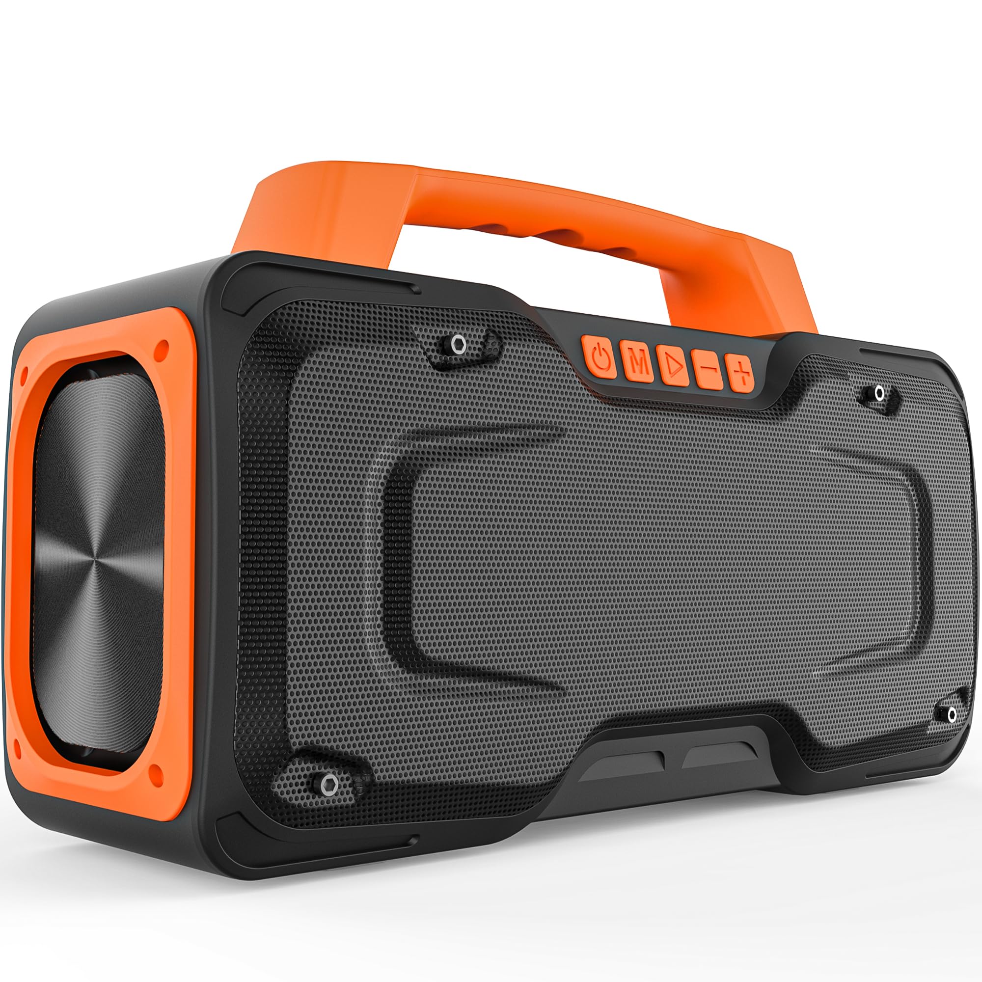 BUGANI Bluetooth Speakers, Portable Wireless Speaker IPX7 Waterproof, Loud Speaker with Subwoofer, Large Outdoor Speaker Support Mic AUX USB Power Bank, 24H Playtime for Party, Pool, Singing, Orange