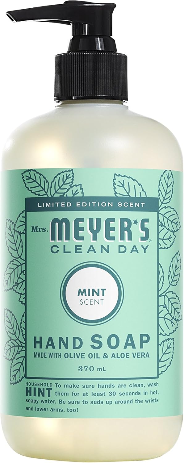 Mrs. Meyer's Clean Day Liquid Hand Soap, Cruelty Free and Biodegradable Hand Wash Formula Made with Essential Oils, Mint Scent, 12.5 oz Bottle : Beauty & Personal Care