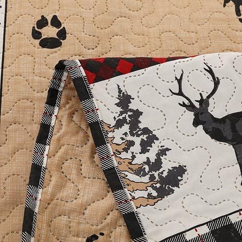 Miniatura 7 de Juego de edredón de tamaño QueenMatrimonial, ropa de cama rústica de cabaña, colcha reversible para el hogar, colcha ligera para el hogar, colcha de