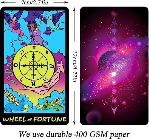 Miniatura 2 de Baraja colorida de cartas de tarot de neón con guía para principiantes - 78 cartas clásicas con significados
