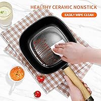 Vista 3 de Audecook Olla Caliente Eléctrica 2L, Sartén Antiadherente con Esmalte Cerámico de 8 Pulgadas, Olla Portátil de Viaje para Ramen/Carne/Arroz