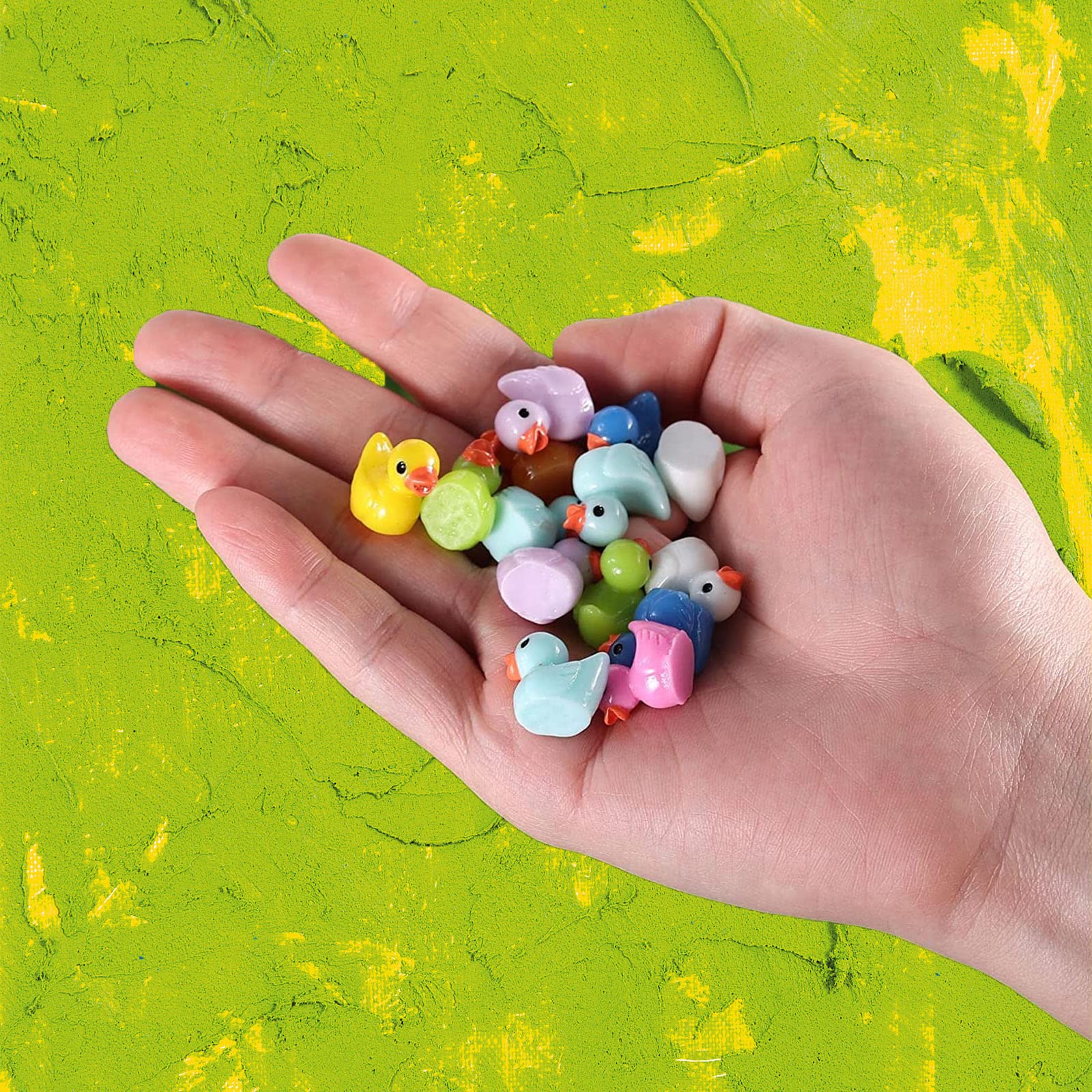 24 Pièces Mini Canards Lumineux En Résine - Figurines Colorées Pour Décoration De Jardin, Miniature, Noël