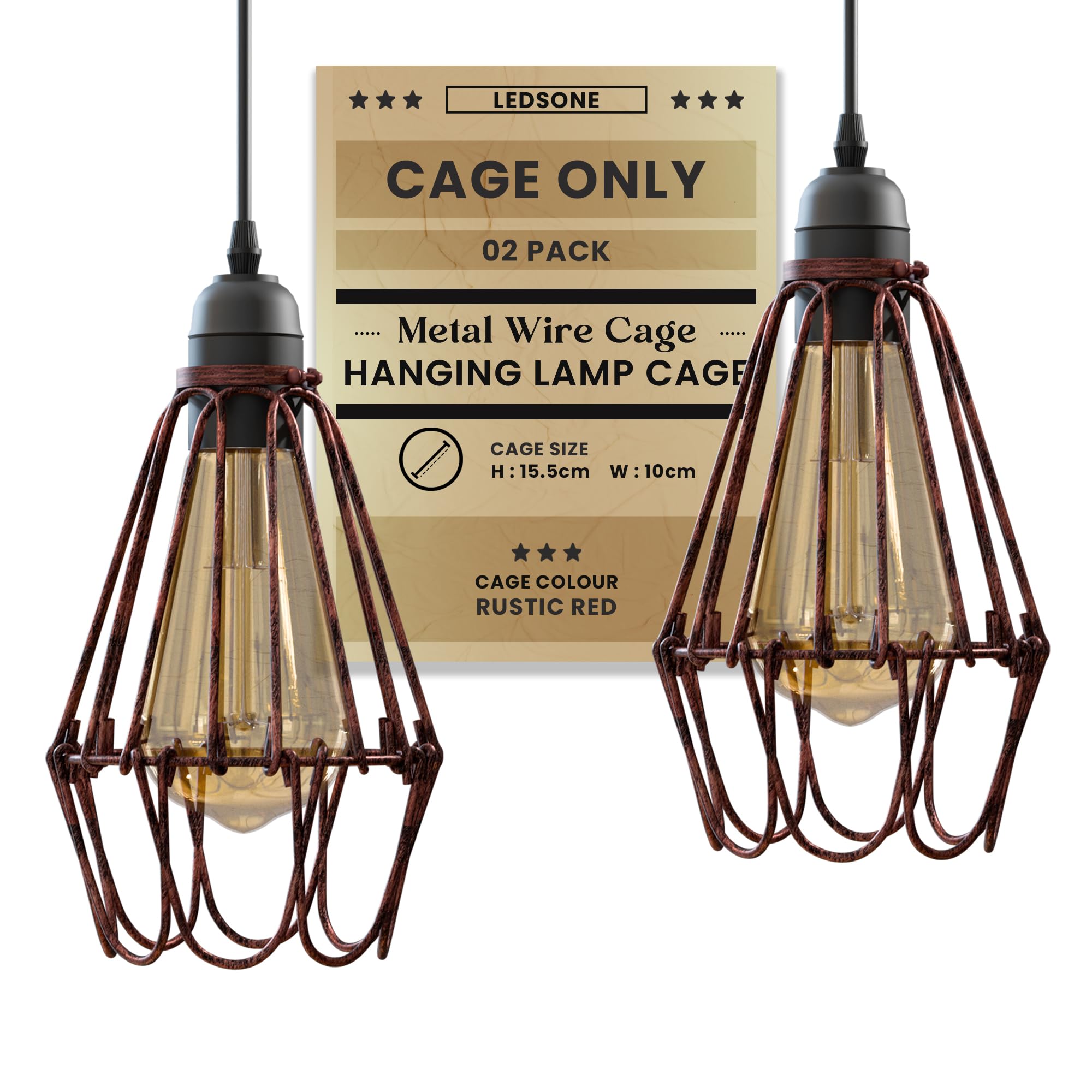 LEDSone 2 Pack of Ceiling Light Wire Basket Metal Basket Pendant Lighting Ceiling Light Shade, Pendant Light Industrial Style Light for Indoor Kitchen Islands Living Room — image 1