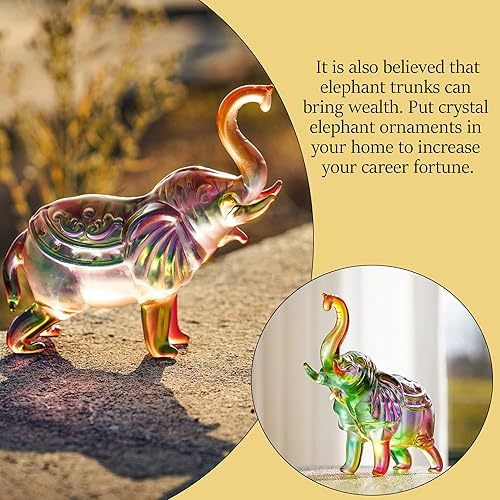 Miniatura 5 de H&D HYALINE & DORA Esculturas de estatua de elefante tailandés de cristal, tronco, Feng Shui, adorno de riqueza, figura de la suerte coleccionable,